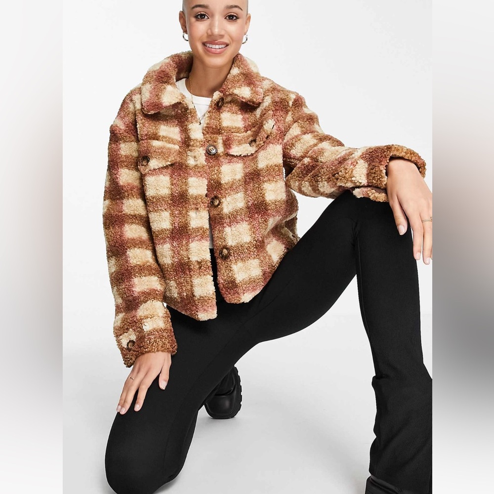 Plaid Brown Tan Women's Jacket